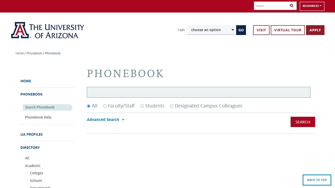 Phonebook | UA Directory